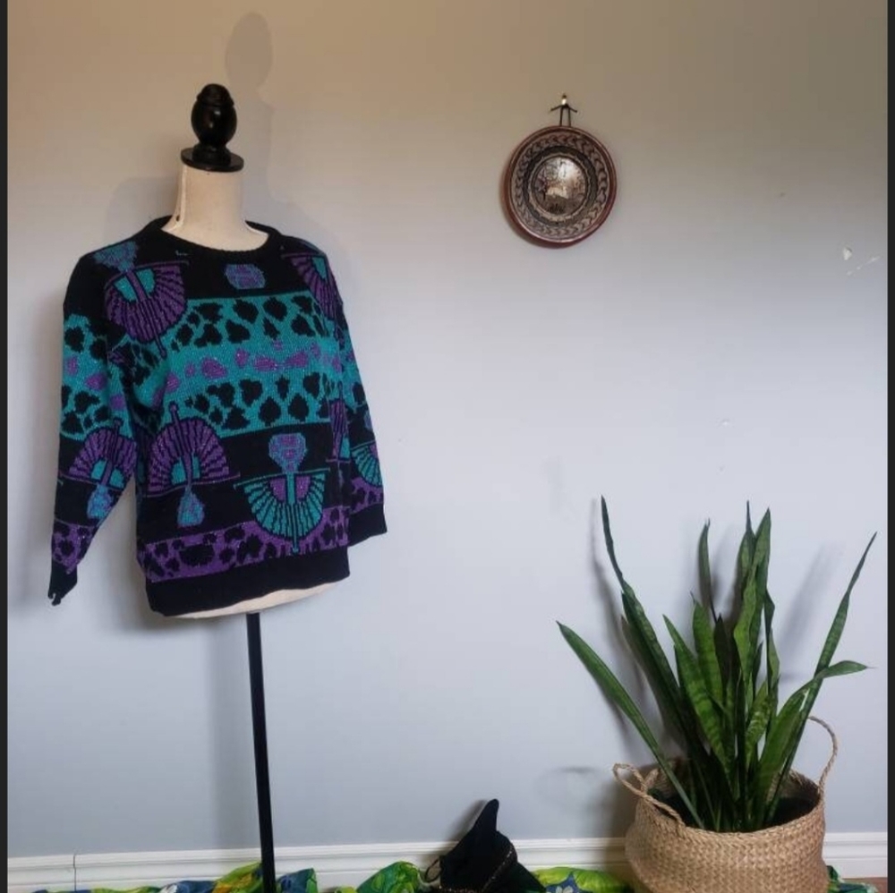 Printed knit sweater